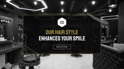 黒理髪店のヘアスタイル広告