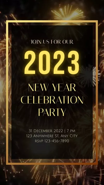 Gold New Year Celebration Party Invitation