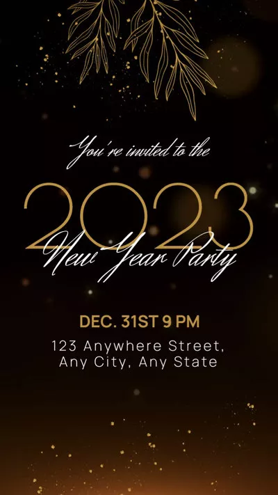 Convite De Festa De Feliz Ano Novo De Ouro