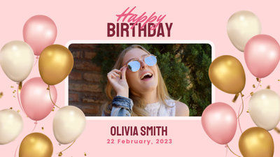 Pink Birthday with Balloons Photo Frame