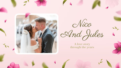 Pink Watercolor Flower Wedding Story Slideshow