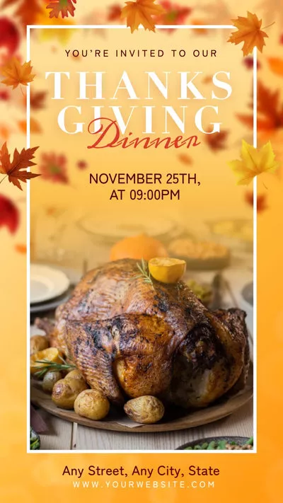 Realista Ação De Graças Jantar Convite Instagram