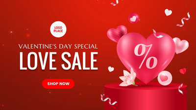 Red Love Valentines Day Product Sale Promo