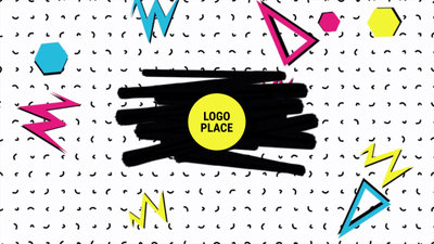 Intro del logotipo garabatos de formas de color