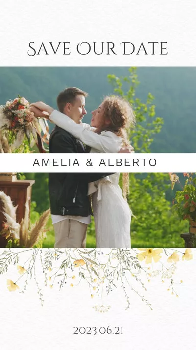 Einfache Blumen Hochzeitseinladung Instagram Rollen