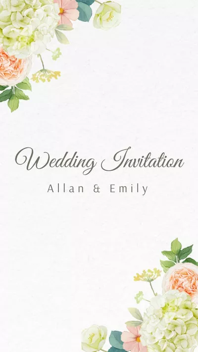 Vertical Floral Wedding Invitation