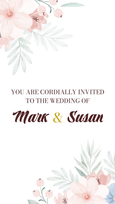 Vertical Watercolor Floral Wedding Invitation